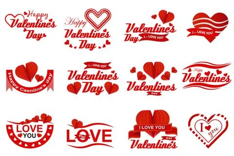 Happy valentine's day vector set  Stock Illustration