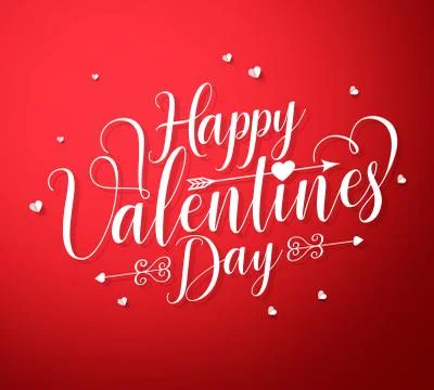 Happy valentines day vector text typography with paper cut white hearts Stock Illustration