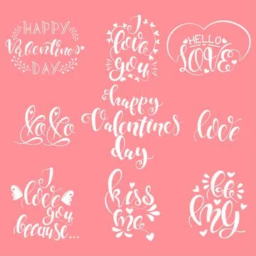 Happy Valentines Day vector text set. Stock Illustration