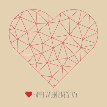 Happy Valentine's Day vector transparent polygonal red heart symbol Иллюстрация