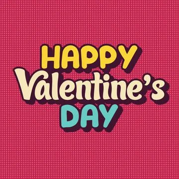 Happy Valentines Day vector typography illustration on red color background. Stock Illustration