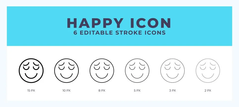 Happy vector icon for web and app. Editable stroke vector illustration Stock Illustration