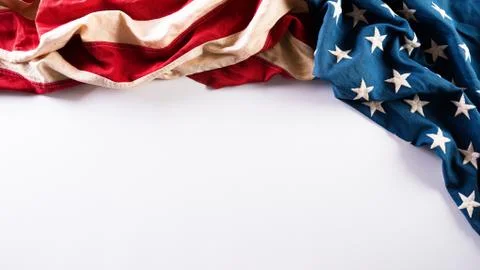 Happy Veterans Day concept. American flags on white background. November 11. Stock Photos