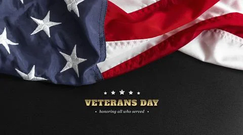Happy Veterans Day concept. American flag against a black background. Stock Photos