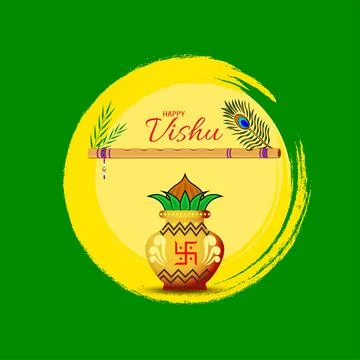 Happy Vishu. Kerala festival with Vishu Kani,vishu flower Fruits and vegetabl Stock Illustration