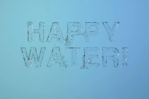 Happy Water text in splash effect on blue background Stock Illustration