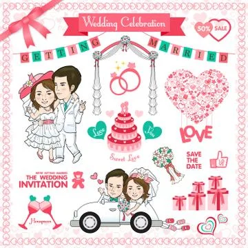 Happy Wedding Card Stock Illustration
