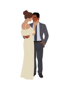 Happy Wedding couple vector isolated on white. Stock Illustration