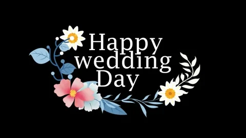 Happy Wedding Day text animation Stock Footage 341373081