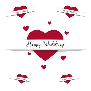 Happy wedding text Stock Illustration