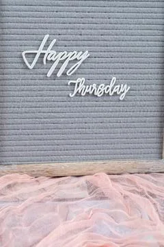 Happy weekdays posters embedded on grey background Stock Photos
