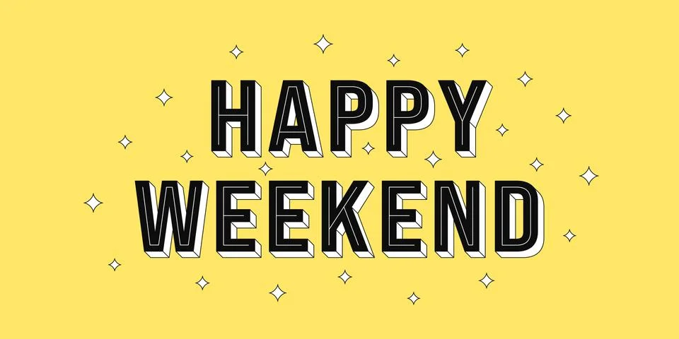 Happy Weekend post. Greeting text of Happy Weekend Stock Illustration