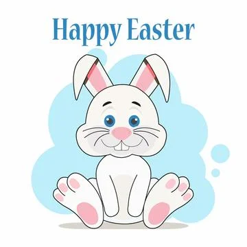 Happy white easter bunny Illustrazione stock