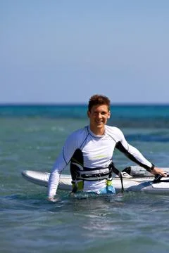 Happy windsurfer Stock Photos