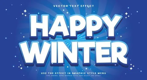 Happy Winter 3D Editable Text effect Template Stock Illustration