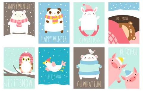 Happy winter. Set of template card Stock Illustration