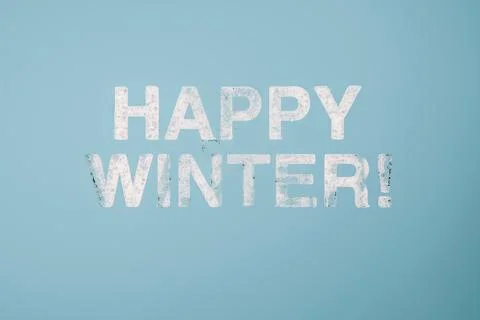 Happy Winter typography on blue background with copy space Stock Illustration