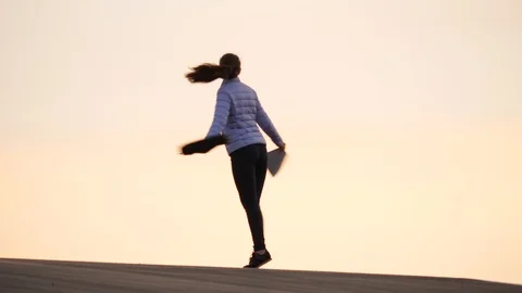 Happy woman dancing with documents Stock Footage 90784879