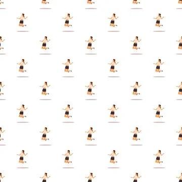 Happy woman jumping seamless pattern expressing joy and energy Stock Illustration