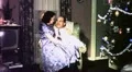 Happy Woman SITTING ON HUSBANDS LAP Christmas 1950s Vintage Film Home Movie 4576 HD Footage