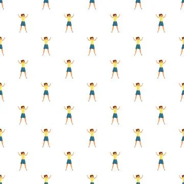 Happy woman vector pattern celebrating success 스톡 일러스트