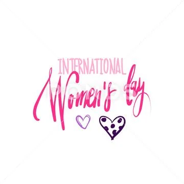 Happy Women Day Lettering Icon Creative Pink Calligraphy Badge Sticker  Design: Royalty Free #86454390