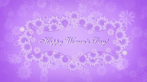 Happy Women's Day 8 march with flowers on the purple background Stock Footage 85409015