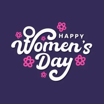 Happy Women's Day vector typography illustration with flower on elegant Stock Illustration