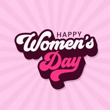 Happy Women's Day vector typography illustration on retro pink background. Stock Illustration