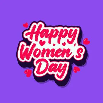 Happy Women's Day vector typography sticker design. Hand drawn style lettering Stock Illustration