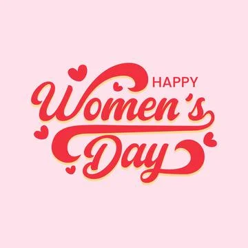 Happy Women's Day vector typography illustration with heart icons on light pink Stock Illustration