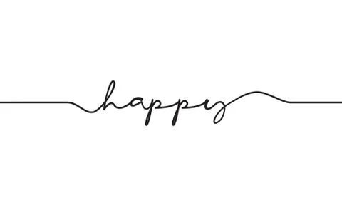 Happy word handwritten text script Illustrazione stock