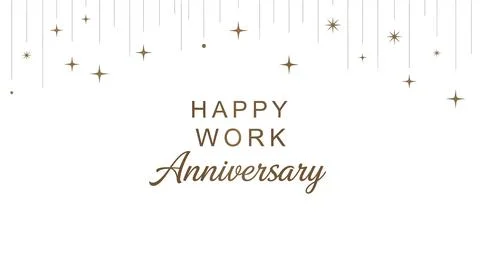 Happy Work Anniversary elegant text and sparkling stars on white background イラスト素材