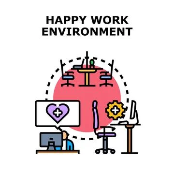 Happy work environment concept with positive workplace culture イラスト素材