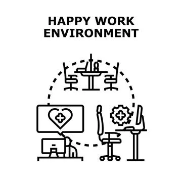 Happy work environment concept with positive workplace culture 스톡 일러스트