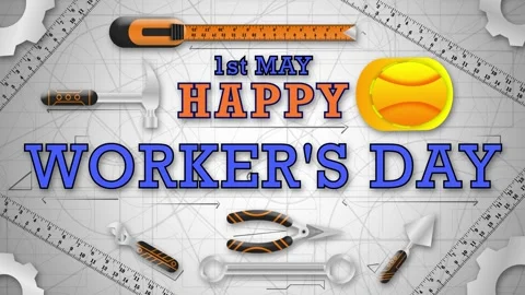 Happy workers day on first may. animated background of international labour.. Stock Footage 273247724