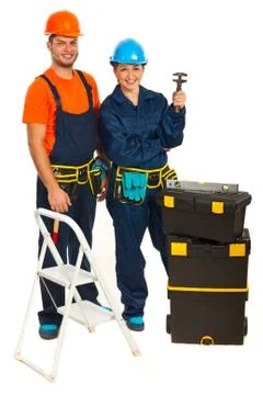 Happy workers team Stock Photos