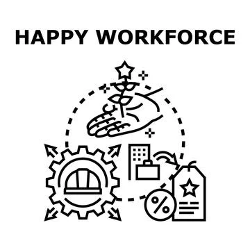 Happy workforce contributing to business growth and development Stock Illustration