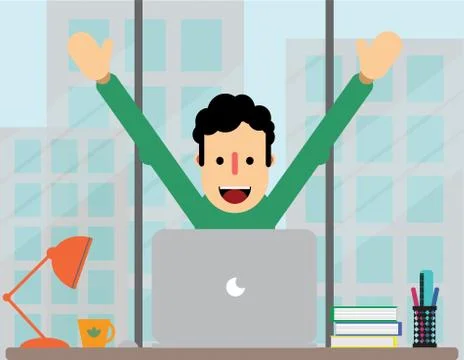 Happy Working Stock Illustration