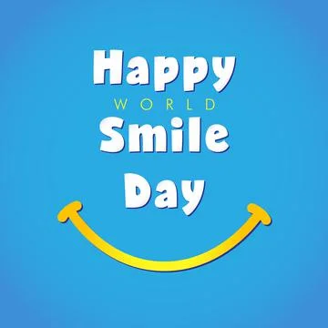 Happy World Smile Day congrats blue bg Stock Illustration
