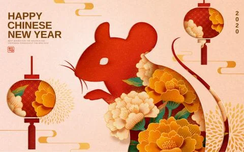 Happy the year of rat design Stock Illustration