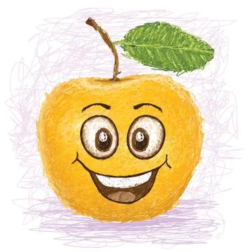 Happy yellow apple Stock Illustration