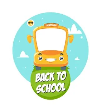 Happy Yellow School Bus. Vector Illustration Stock Illustration