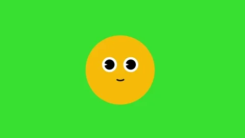 Happy Yellow Smiley Face Icon on green screen animation (Chroma key) Stock Footage 320255492