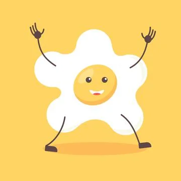 Happy Yellow Sunny Side Up Vector Illustration Character Stock Illustration