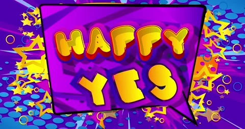 Happy Yes. Comic Book Words Stock Footage 166072745