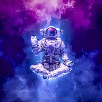 Happy yoga astronaut Stock Illustration