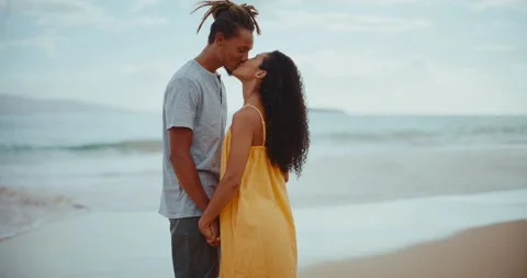 Happy Young Black Couple at the Beach Stock Footage 196175997