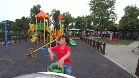 Happy young boy at the playground Stock Footage 76280990