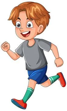 Happy Young Boy Running and Jogging Vector Illustration on White Background Stock-Illustration